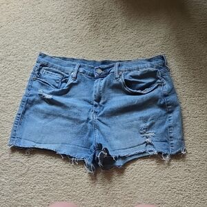 Blank NYC Blue Jean Shorts Distressed Mid-Rise